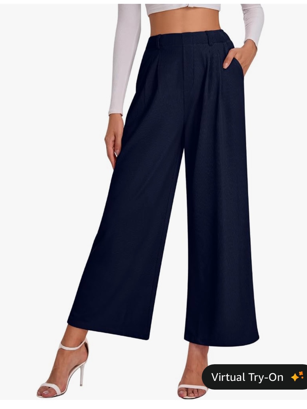 NWOT! XL Wide Leg High-Waist Navy Pants for Women